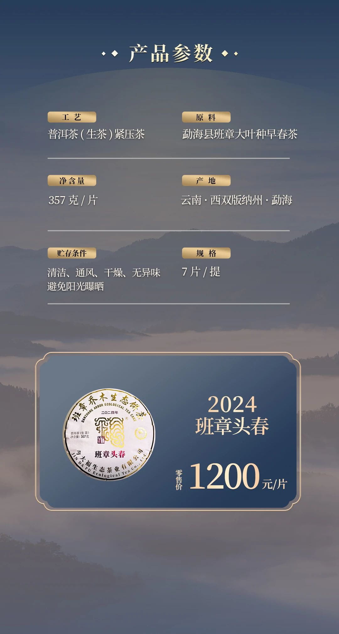 今大福2024年班章頭春青餅